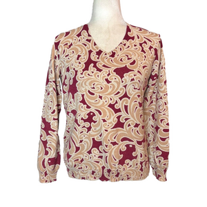 Croft & Barrow red and tan sparkly sweater